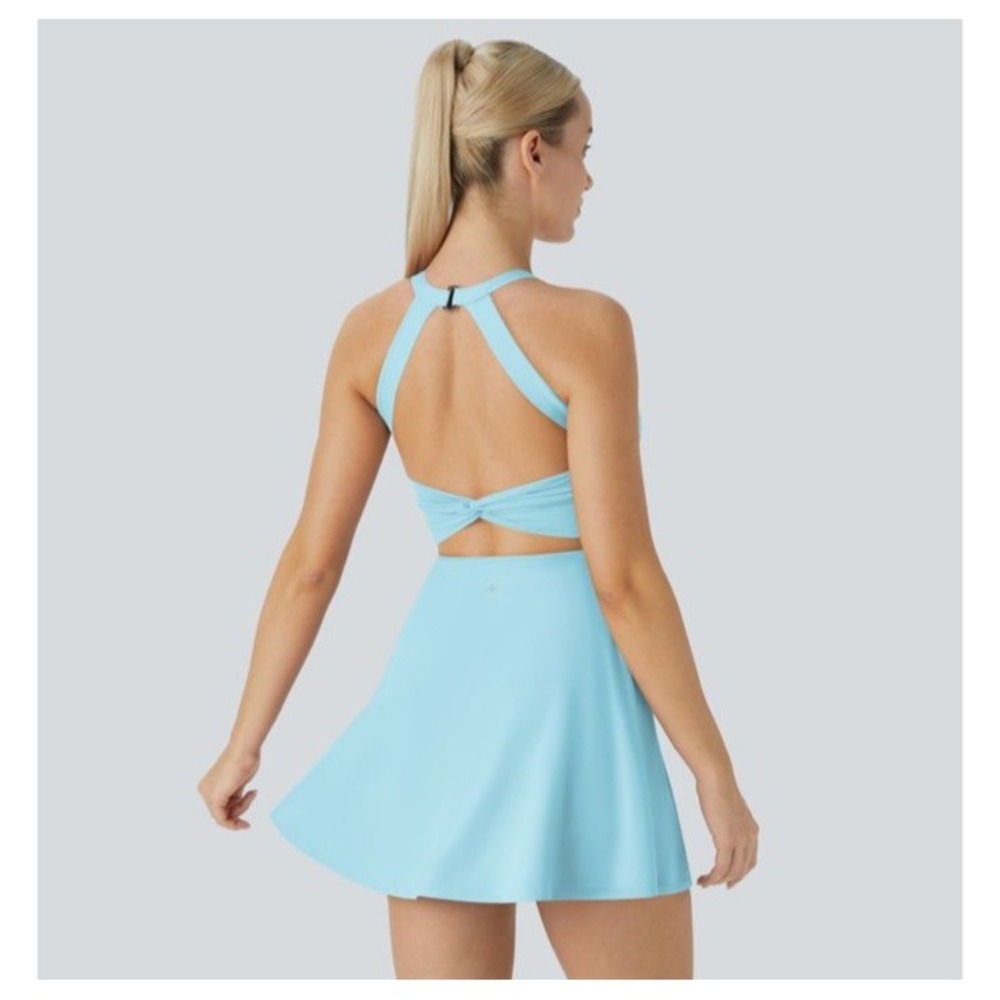 Halara SoftlyZero Airy Backless Twisted Flare Easy Peezy Medium Dress Athleisure